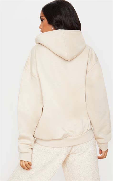 Beige Ultimate Oversized Hoodie Tops Prettylittlething Ca