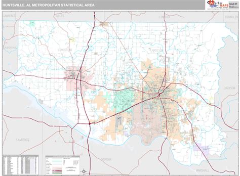 Huntsville Al Metro Area Zip Code Wall Map Premium Style By Marketmaps