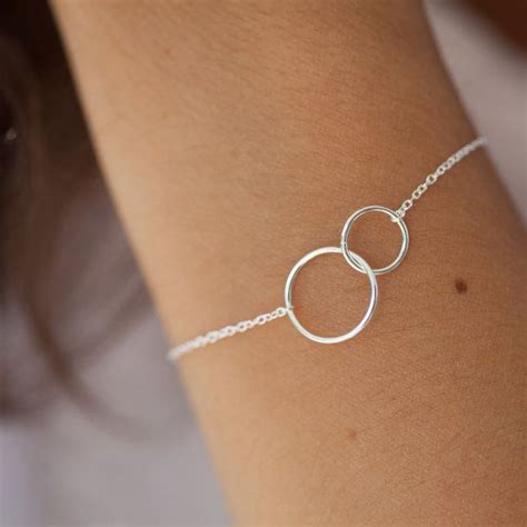 Two Entwined Tiny Circles Bracelet In Sterling Silver Or K Etsy