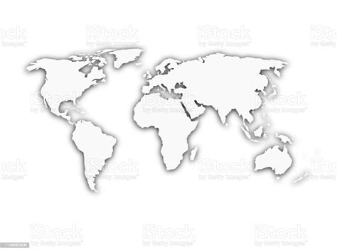 White World Map With Shadow Silhouette Stock Illustration Download