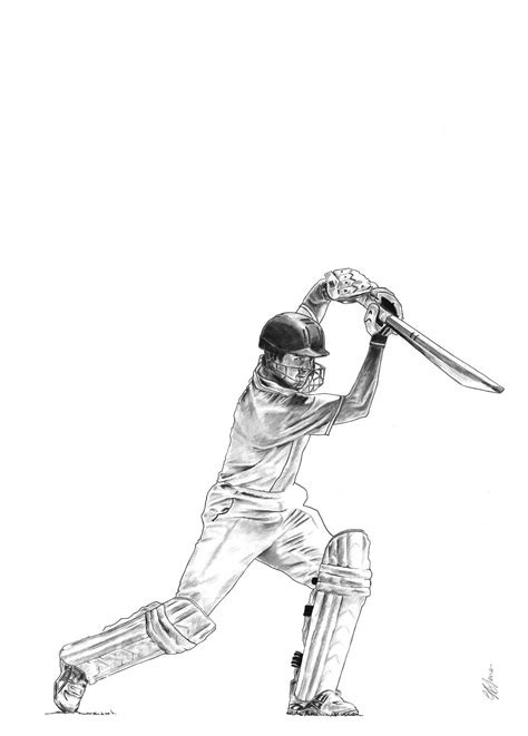 Cricket Batsman Unframed Print Unframed Prints Art Drawings Sketches