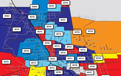 Tucson Az Area Zip Code Map Us States Map