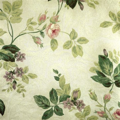 Ivory Green Floral Print Upholstery Fabric Richloom Flowers Pink
