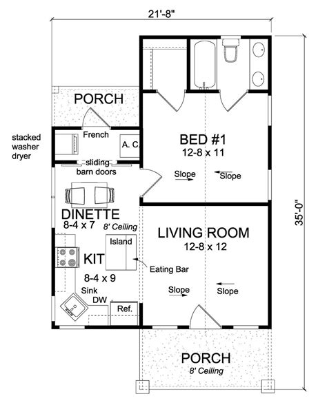 Cottage Style House Plan 1 Beds 1 Baths 550 Sqft Plan 513 2181