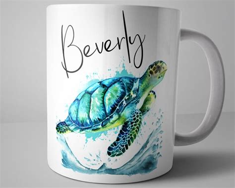 Turtle Coffee Mug Personalized Sea Turtle Mug Turtle Gifts Etsy