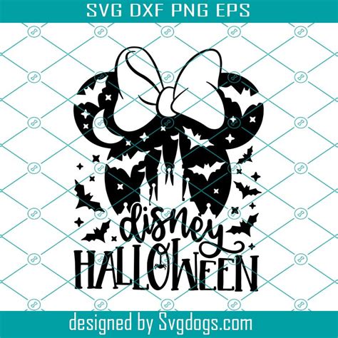 Disney Halloween Svg, Halloween Castle Svg, Minnie Head Bats Svg