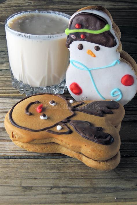 Christmas Cookies And Milk Stock Image Image Of Festive