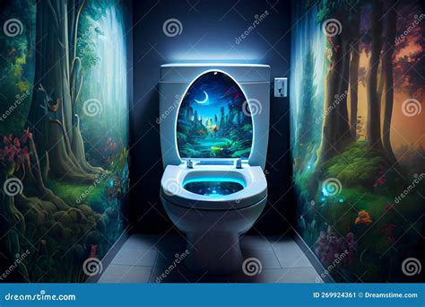A Futuristic And Sleek Illustration Of A Toilet Interior Featuring