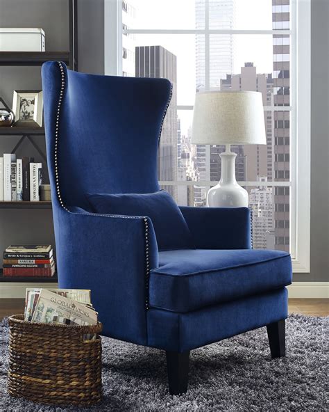 Home living room furniture chair & ottoman sets broyhill furniture able chair & ottoman set. TOV Furniture Bristol Blue Tall Chair | Blue accent chairs ...