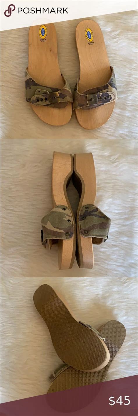 Dr Scholls The Original Solid Wood Camo Sandals Womens Shoes Sandals