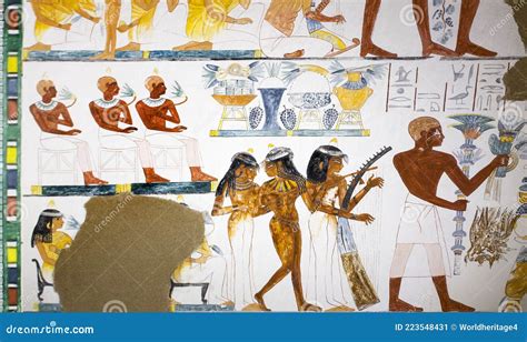 Tomb Of Scribe Nakht Funerary Banquet With Guests Musicians And