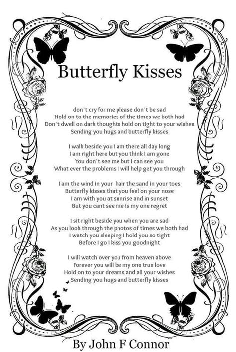 Butterfly Kisses Grief Poems Sympathy Quotes Funeral Poems