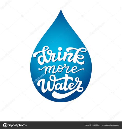 Drink More Water Hand Drawn Typography Slogan Waterdrop Silhouette