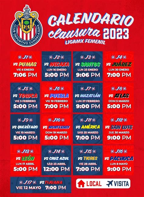 Calendario Clausura 2023 Chivas Femenil Rchivas