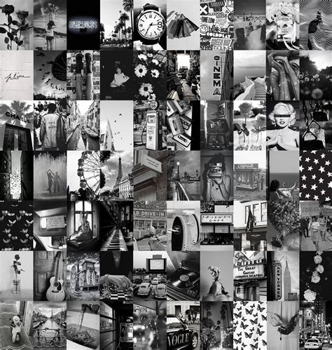 Black And White Aesthetic Vintage Boujee Photo Wall Collage Kit 75