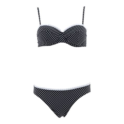 Black Polka Dot Patterned Two Piece Bikini For Fabfind Two