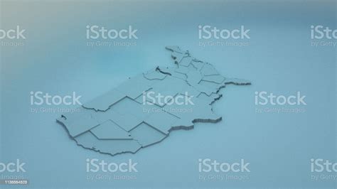 3d Usa Map With States In Different Plane Elevations Stock Photo
