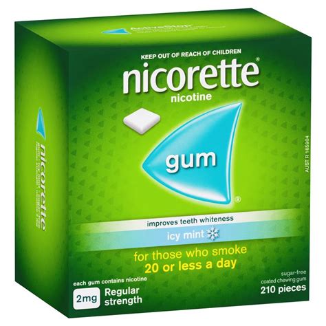 buy nicorette quit smoking regular strength nicotine gum icy mint 210 pack online at chemist
