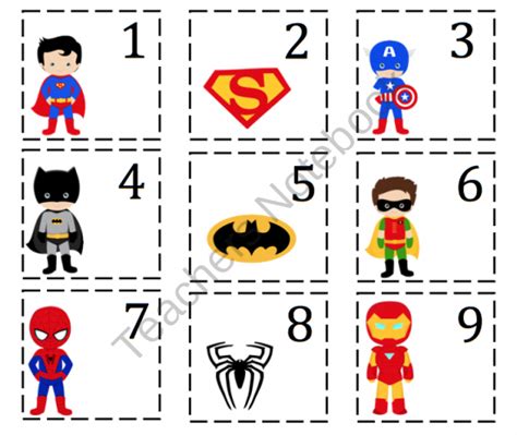 Super Hero Number Cards Preschool Printables Superhero Classroom