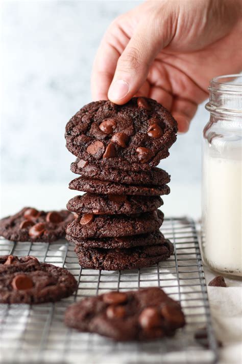Double chocolate cookies require cocoa powder: best gluten free vegan double chocolate chip cookies-7 - Zen and Zaatar