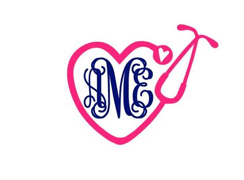 Download Image result for heart stethoscope svg | Monogram fonts, Nurse monogram decal, Circle monogram font