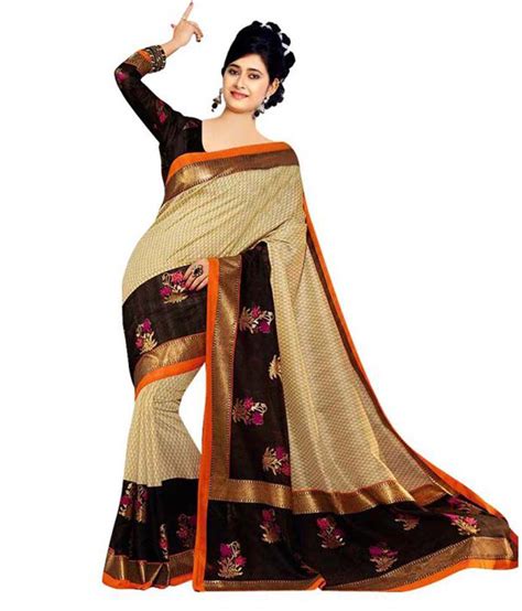 Sneha Fancy Designer Sarees Beige Bhagalpuri Silk Saree Buy Sneha