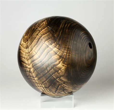 Hollowed Ash Sphere Burned And Burnished Wood Sculpture Art Wood