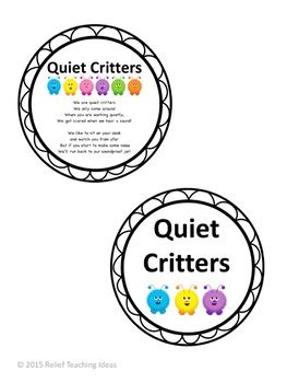 quiet critters label  relief teaching ideas teachers