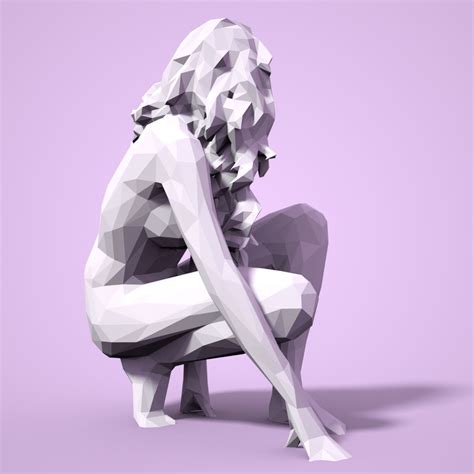 3D Model 21 Girl Statues Faceted Look VR AR Low Poly CGTrader