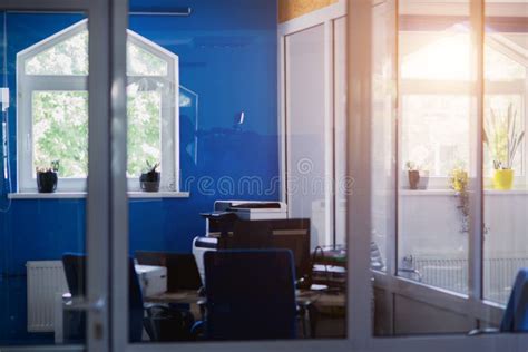 Modern Office With Transparent Glass Doors Stock Image Image Of City