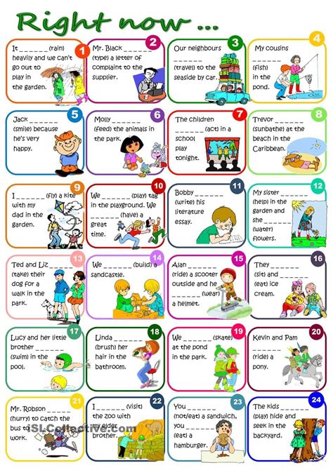 Right Now Present Continuous Worksheet Free Esl Printable