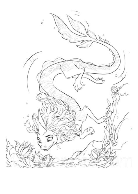 Dragon Sisu and Raya Coloring Page - Free Printable Coloring Pages for Kids