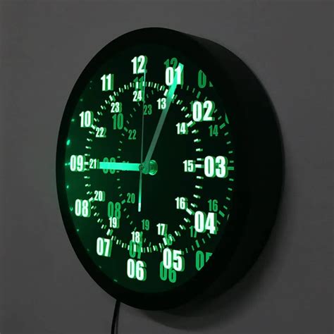 Military Time 24 Hours Display Neon Sign Wall Clock With Led Backlight