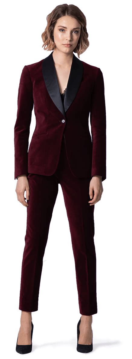 Burgundy Red Velvet Women Business Office Tuxedos Bespoke Suits Women
