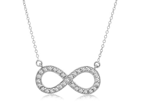 Diamond Accented Infinity Necklace In 14k White Gold 12 Ct Tw