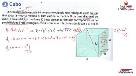 Medida Da Diagonal área E Volume Do Cubo Youtube