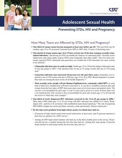Adolescent Sexual Health Preventing Stds Hiv And Pregnancy