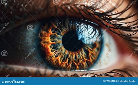 Human Brown Eye Extreme Close Up Macro Photography Ai Generated Stock