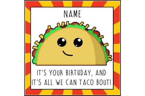 Taco Birthday Card Funny Card Birthday Greetings Food Etsy