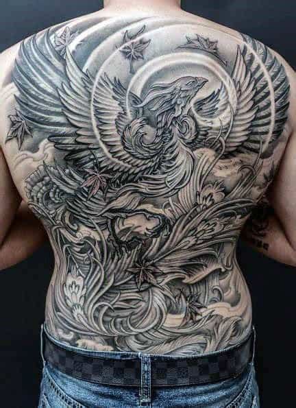 40 Phoenix Back Tattoo Designs For Men Flaming Bird Ideas