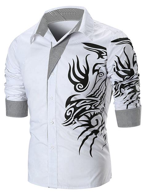 30 Off Dragon Print Long Sleeve T Shirt Rosegal