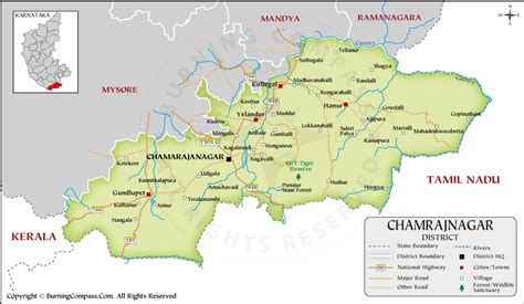 Chamrajnagar District Map Karnataka India