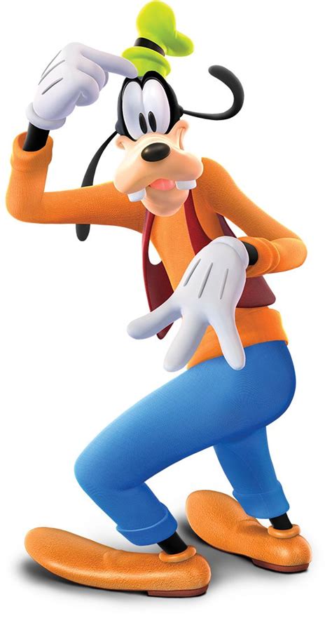 The Goofy Character Is Posing With His Hands On His Head And Wearing An