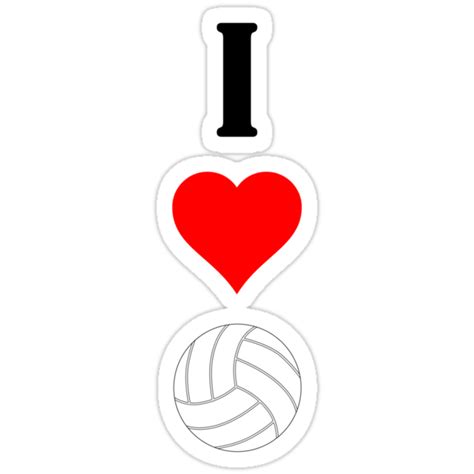 I Love Heart Volleyball Vertical Design Stickers By Billyboomstick