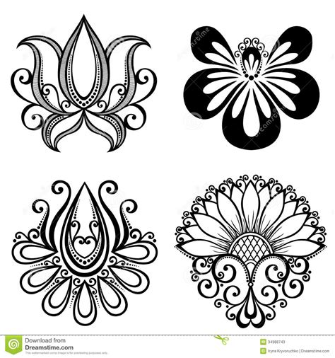 Little free crochet deco roses pattern: Set Of Beautiful Deco Flowers Stock Vector - Illustration ...