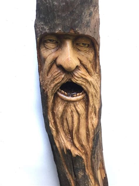 Wood Spirit Carving Wood Carving Old Man Sculpture Perfect Etsy