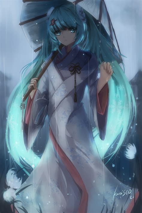 hintergrundbilder lange haare anime mädchen blaue haare blaue augen regen vocaloid