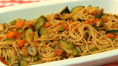 Receta F Cil Y Sana De Espaguetis Integrales Con Verduras Youtube