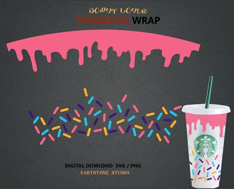Donuts svg Full Wrap Donut Drip for Starbucks Clod Cup 24 | Etsy