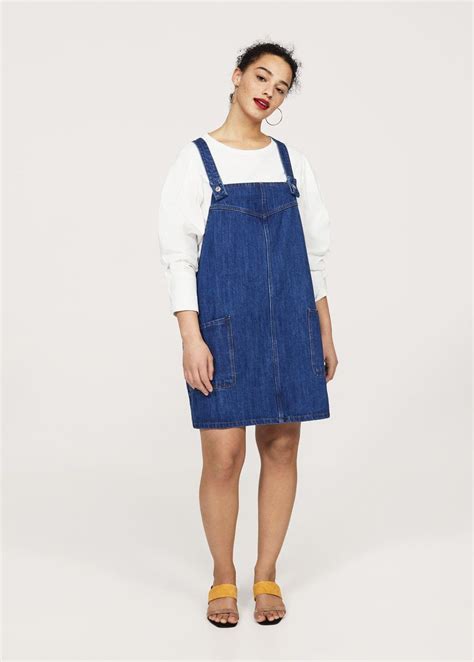 Medium Denim Pinafore Dress Plus Sizes Violeta By Mango United